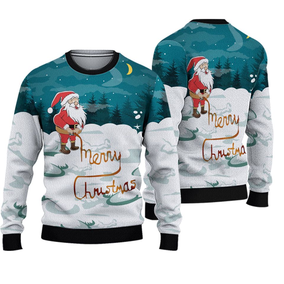 Men's Ugly Christmas Sweaters - Santa Funny Quote