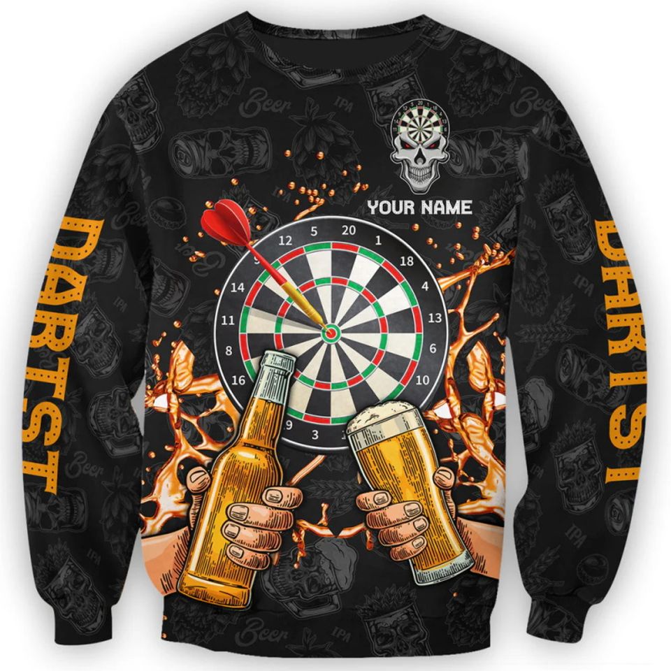 Mens Ugly Christmas Sweatshirt 3D Print, Dart And Beer Graphic Sweatshirt