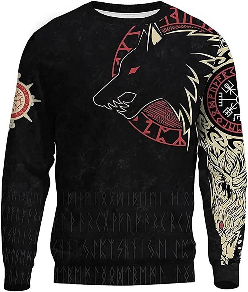 Men's Viking Nordic Mythology Celtic Wolf Compass 3D Printed Sweatshirt