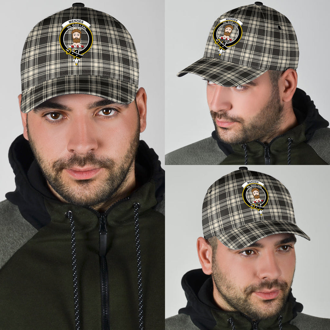 Menzies Black White Ancient Tartan Baseball Cap, Tartan Plaid Cap with Family Crest K23 Trucker Hats Custom Hats Gifts For Men & Women