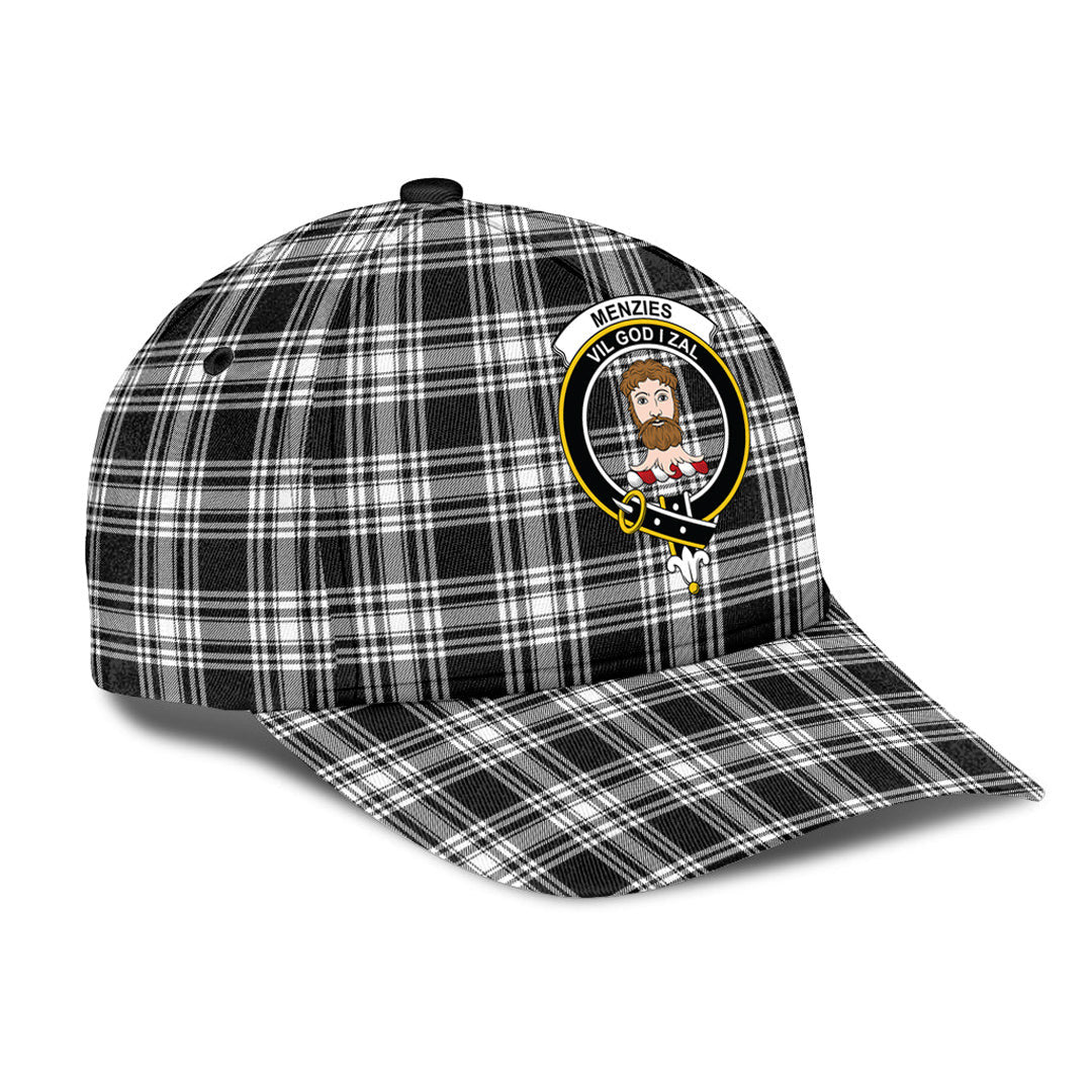 Menzies Black White Modern Tartan Baseball Cap, Tartan Plaid Cap with Family Crest K23 Trucker Hats Custom Hats Gifts For Men & Women