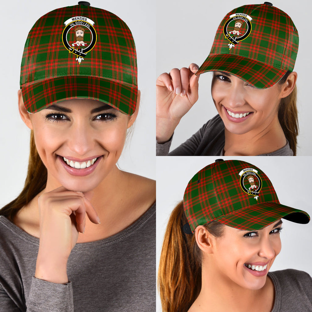 Menzies Green Modern Tartan Baseball Cap, Tartan Plaid Cap with Family Crest K23 Trucker Hats Custom Hats Gifts For Men & Women
