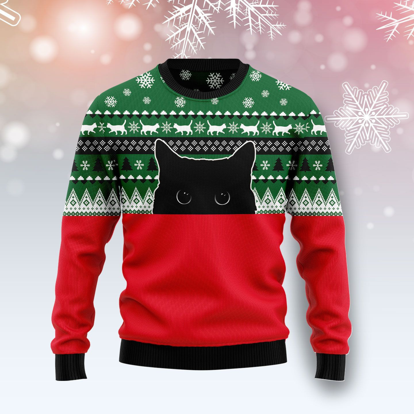 Meow Meow Black Cat Ugly Christmas Sweater Adult 3D Funny Matching for family
