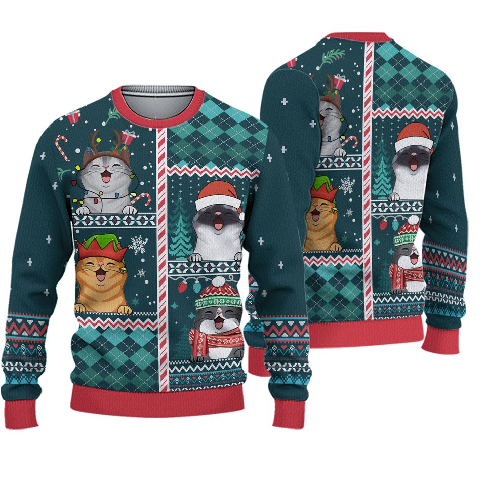 Meow You A Merry Christmas Cat Ugly Christmas Sweater