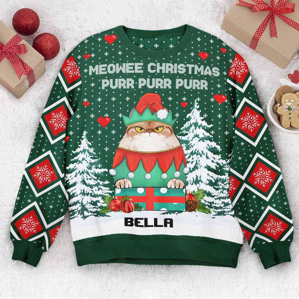 Meowee Christmas Personalized Ugly Sweater