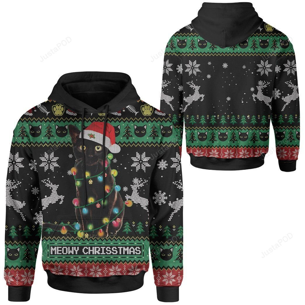 Meowy Cat Ugly Christmas  Ugly Christmas Sweater Adult 3D Funny Matching for family