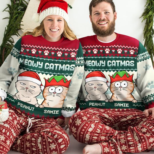 Meowy Catmas - Dog & Cat Personalized Ugly Sweatshirt - Christmas Gift For Pet Owners, Pet Lovers - Image 5