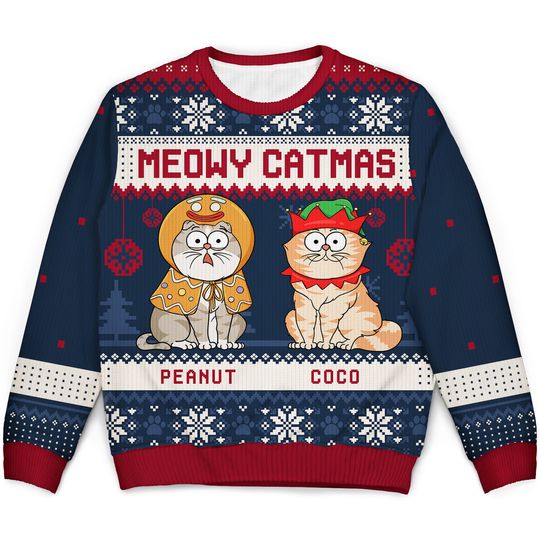 Meowy Catmas Funny Cartoon Cats - Christmas Gift For Cat Lovers, Cat Moms, Cat Dads - Image 4