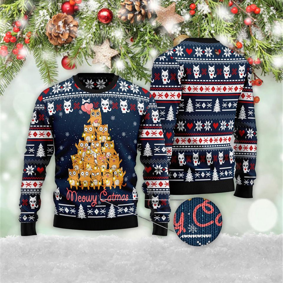 Meowy Catmas Gift For Xmas 3D Sweater