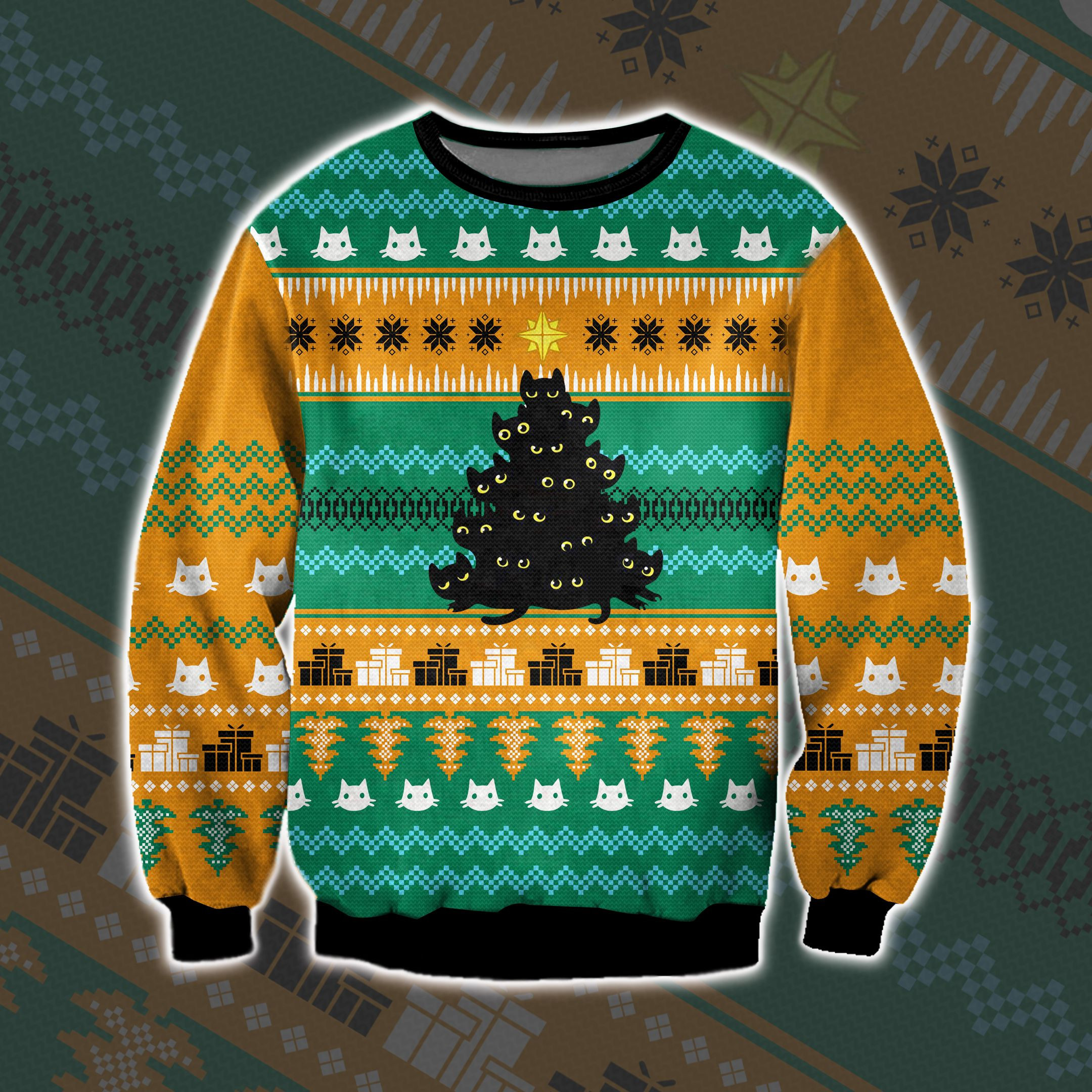 Meowy Christmas 3D All Over Print Ugly Christmas Sweater Adult 3D Funny Matching for family