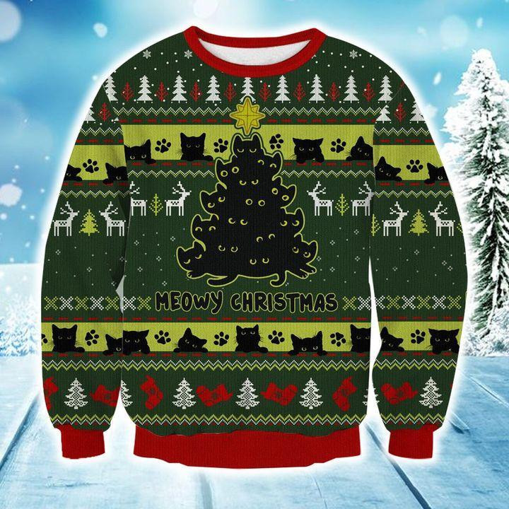 Meowy Christmas Ugly Christmas Sweater Adult 3D Funny Matching for family