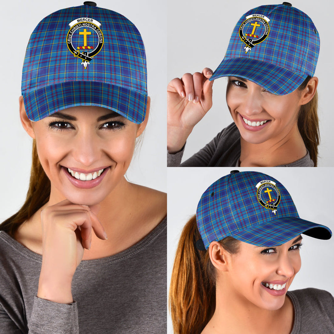 Mercer Modern Tartan Baseball Cap, Tartan Plaid Cap with Family Crest K23 Trucker Hats Custom Hats Gifts For Men & Women