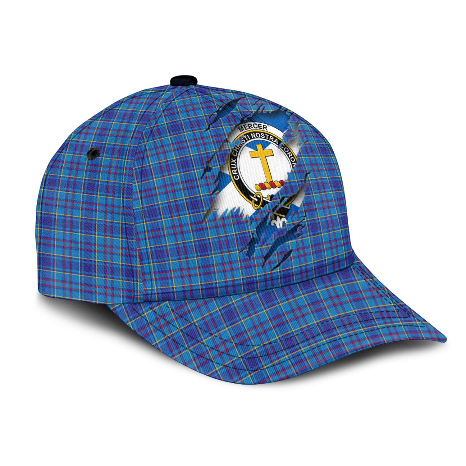 Mercer Modern Tartan Plaid Cap, Family Crest In Me Style Tartan Baseball Cap TS23 Trucker Hats Custom Hats Gifts For Men & Women