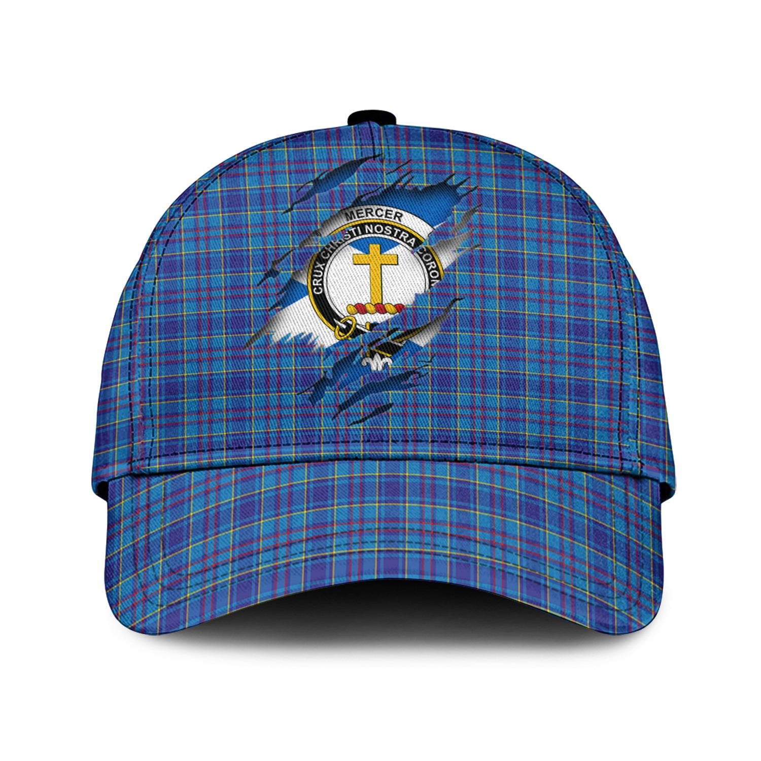 Mercer Modern Tartan Plaid Cap, Family Crest In Me Style Tartan Baseball Cap TS23 Trucker Hats Custom Hats Gifts For Men & Women