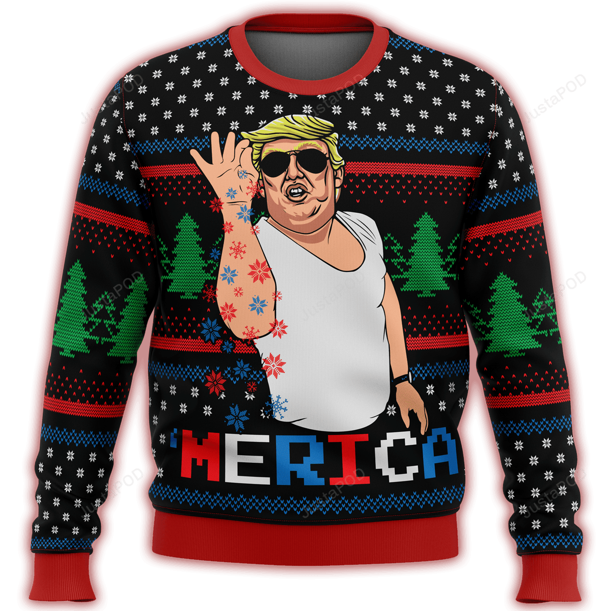 Merica Premium Ugly Christmas Sweater Adult 3D Funny Matching for family