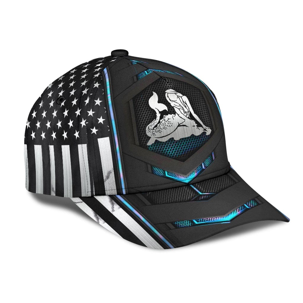Mermaid Baseball Cap Mermaid Hologram US FlagClassic Hat Trucker Hats Custom Hats Gifts For Men & Women