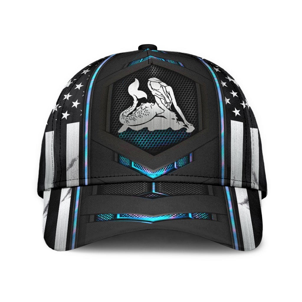 Mermaid Baseball Cap Mermaid Hologram US FlagClassic Hat Trucker Hats Custom Hats Gifts For Men & Women