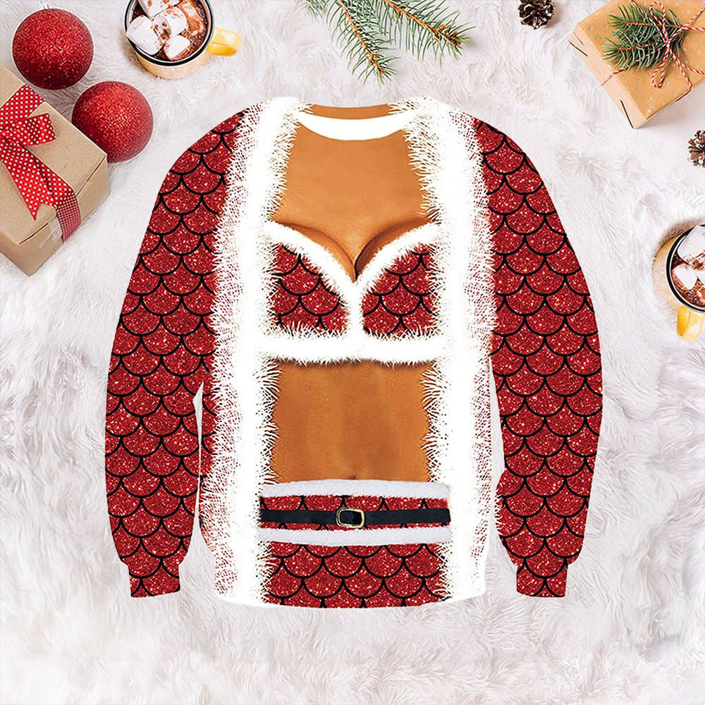 Mermaid Big Boob Ugly Christmas Sweater Women's Cute Christmas Sweaters Wife Gifts