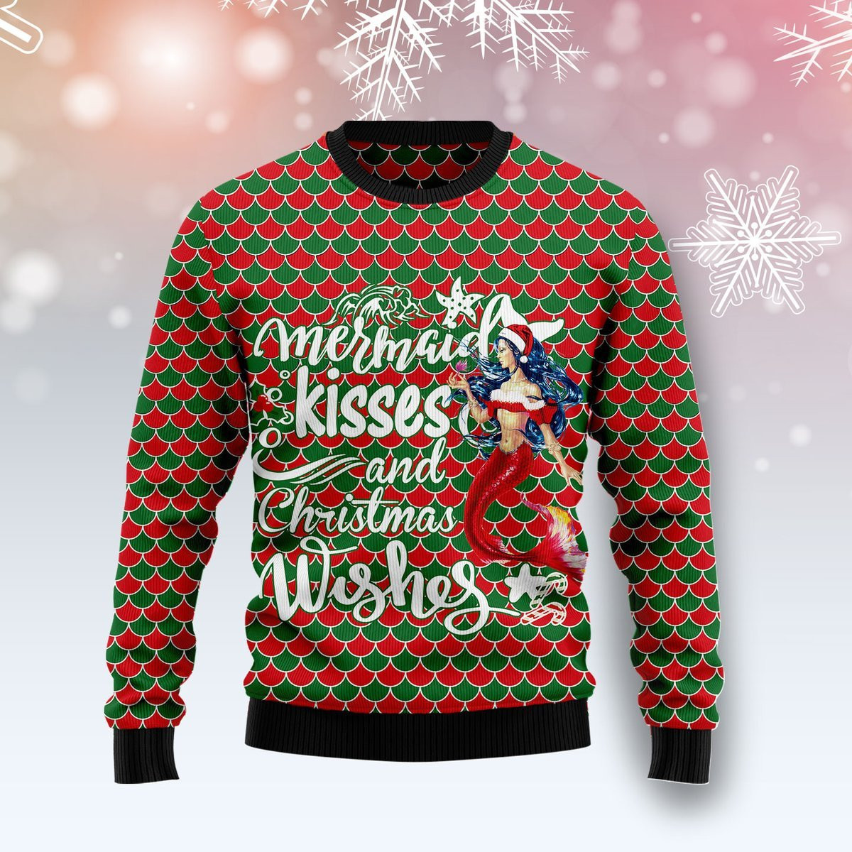 Mermaid Christmas Ugly Christmas Sweater Adult 3D Funny Matching for family
