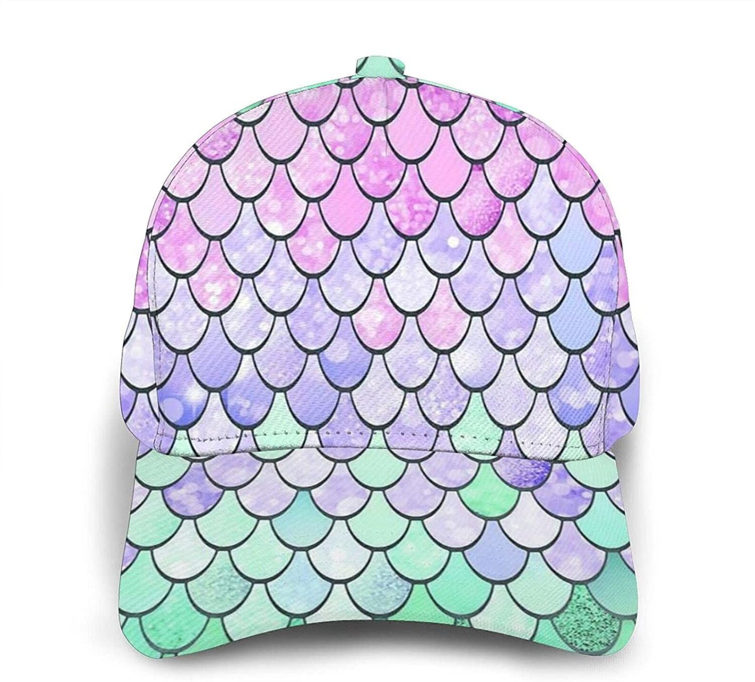 Mermaid Scale Classic Baseball 3D Cap Adjustable Twill Sports Dad Hats for Unisex Trucker Hats Custom Hats Gifts For Men & Women
