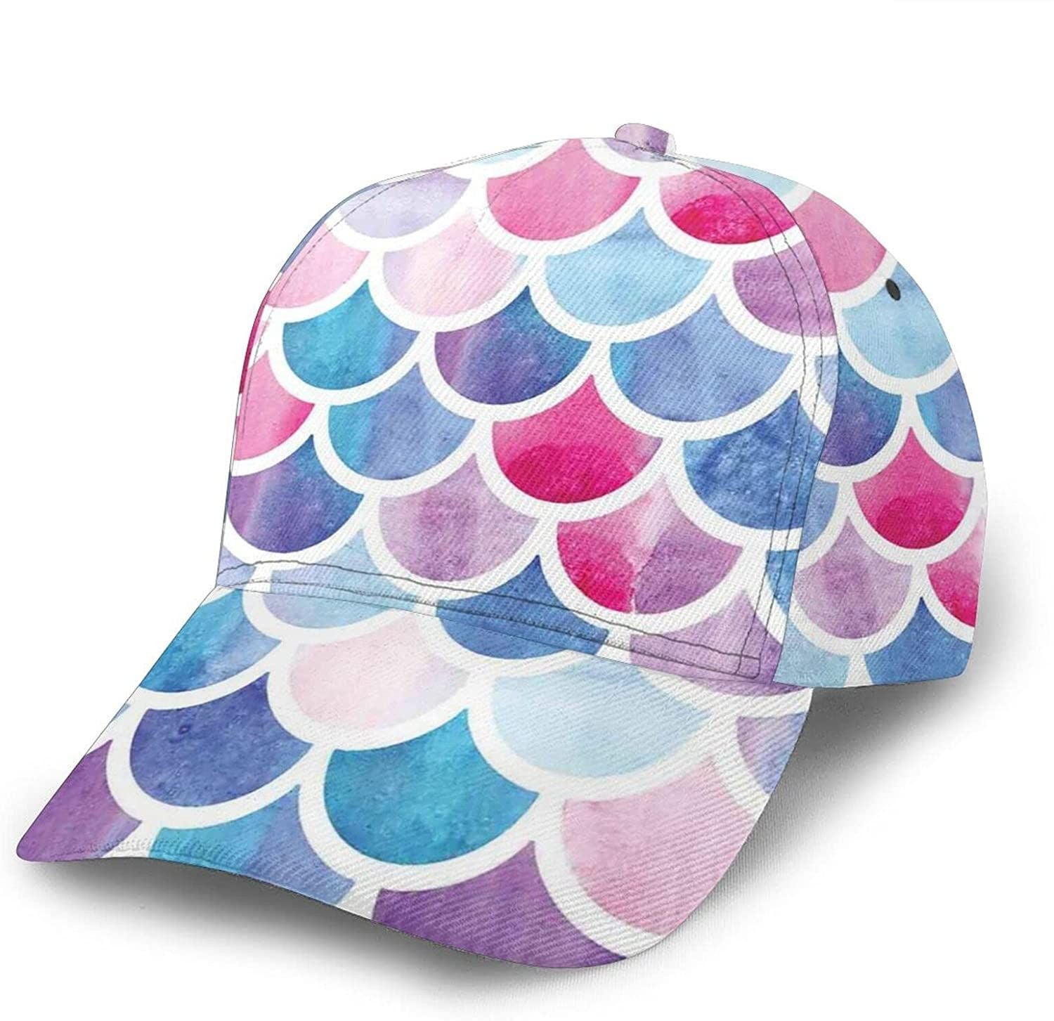Mermaid Scales Print Classic Baseball 3D Cap Adjustable Twill Sports Dad Hats for Unisex Trucker Hats Custom Hats Gifts For Men & Women