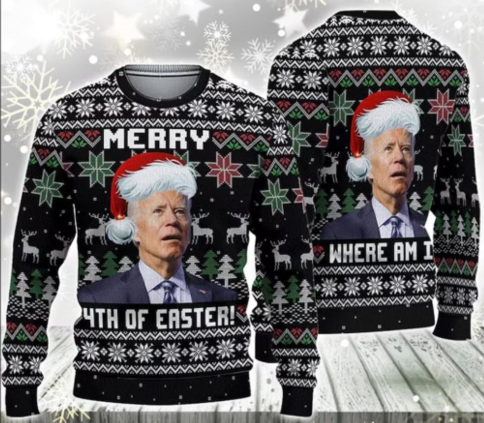Merry 4Th Of Easter Ugly Christmas Sweater, Biden President Santa Gift