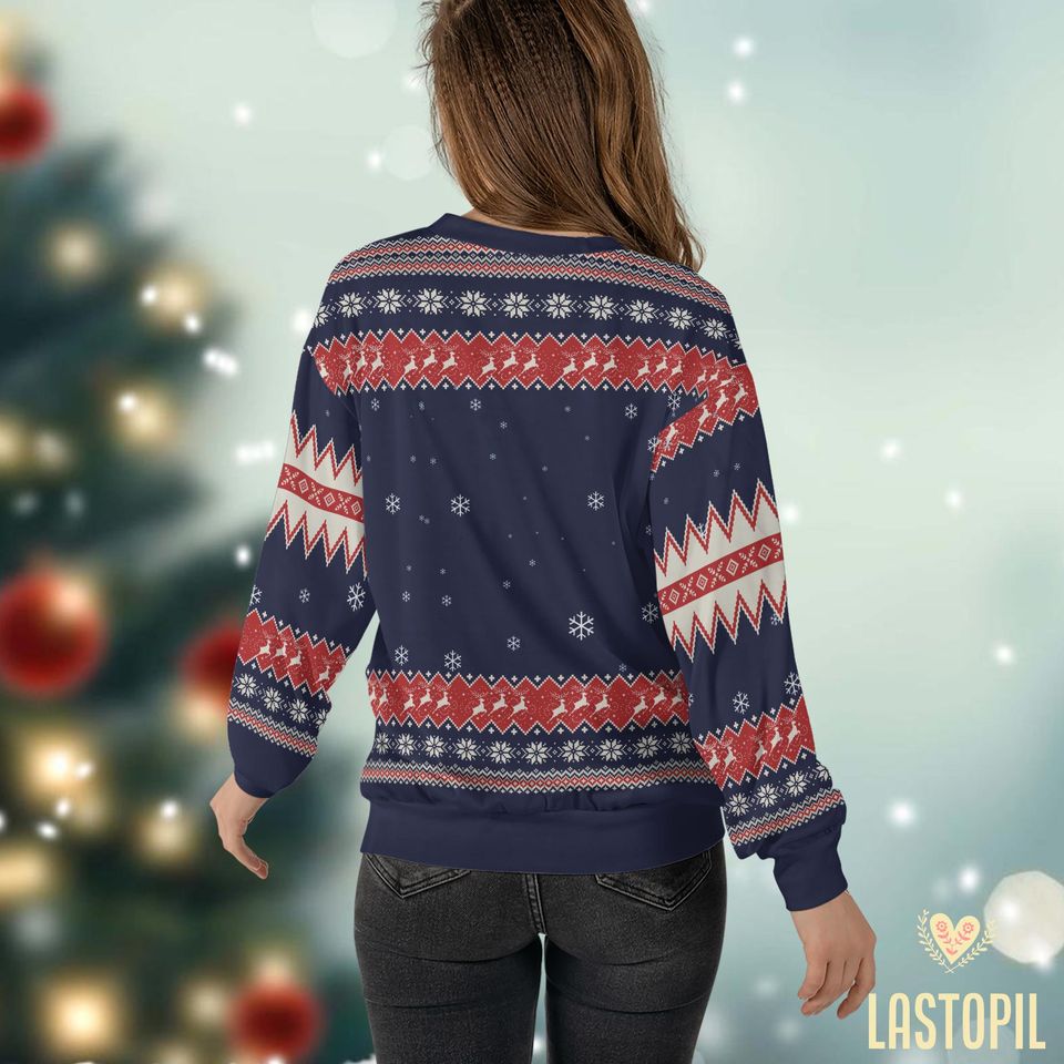 Merry and Bright Ugly Christmas Sweater Retro Christmas Crewneck Shirt - Image 5
