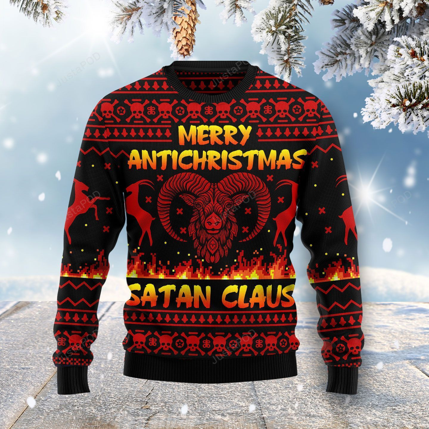 Merry Antichristmas Satan Claus Ugly Christmas Sweater Adult 3D Funny Matching for family