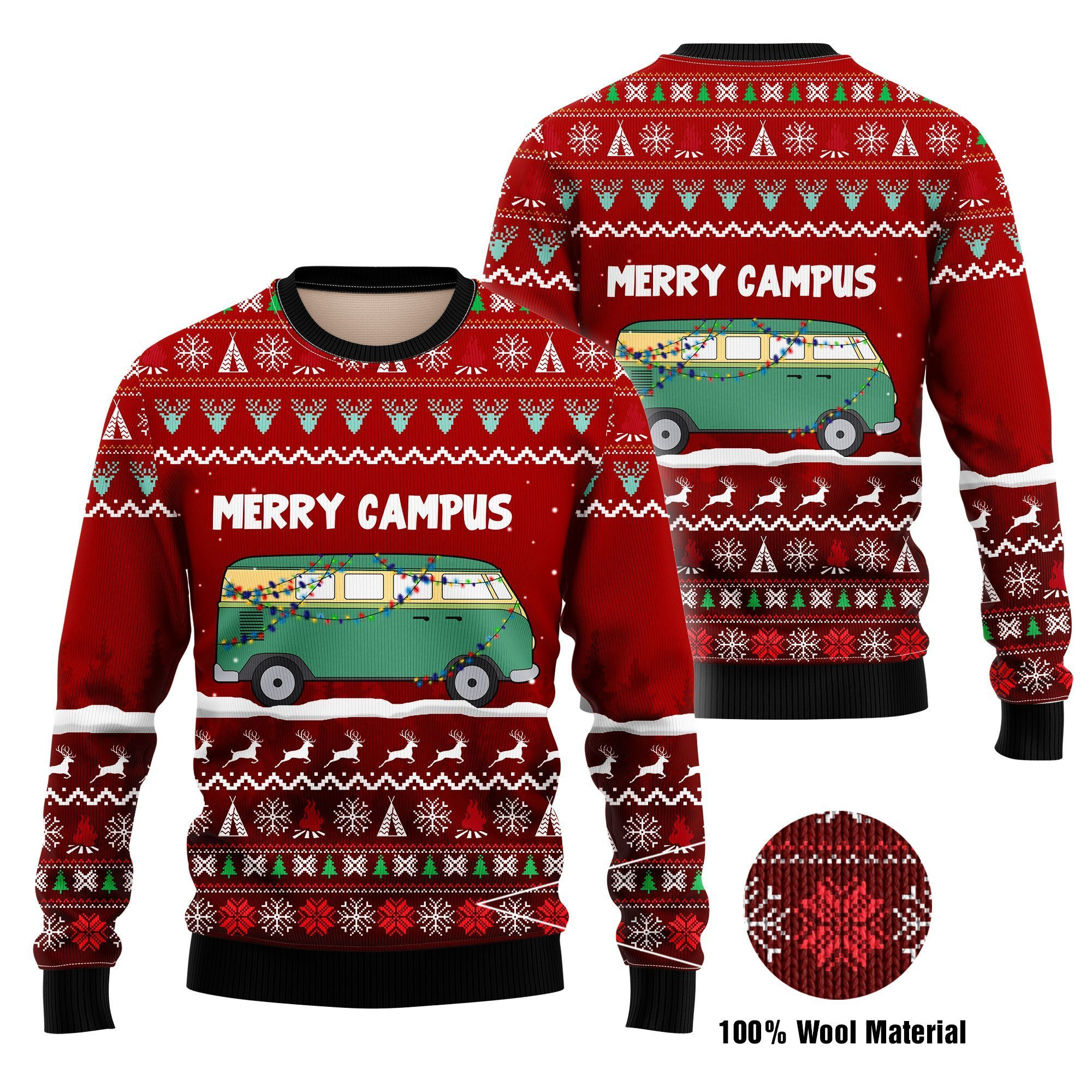 Merry Campus Ugly Christmas Sweater Adult 3D Funny Matching for family