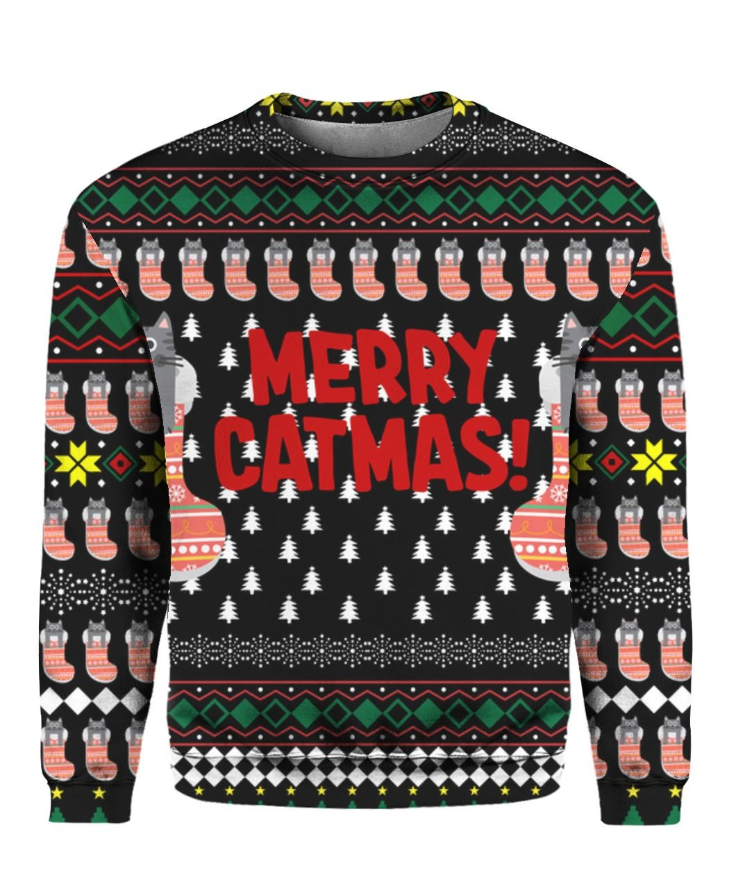 Merry Catmas Funny Ugly Christmas Sweater Adult 3D Funny Matching for family