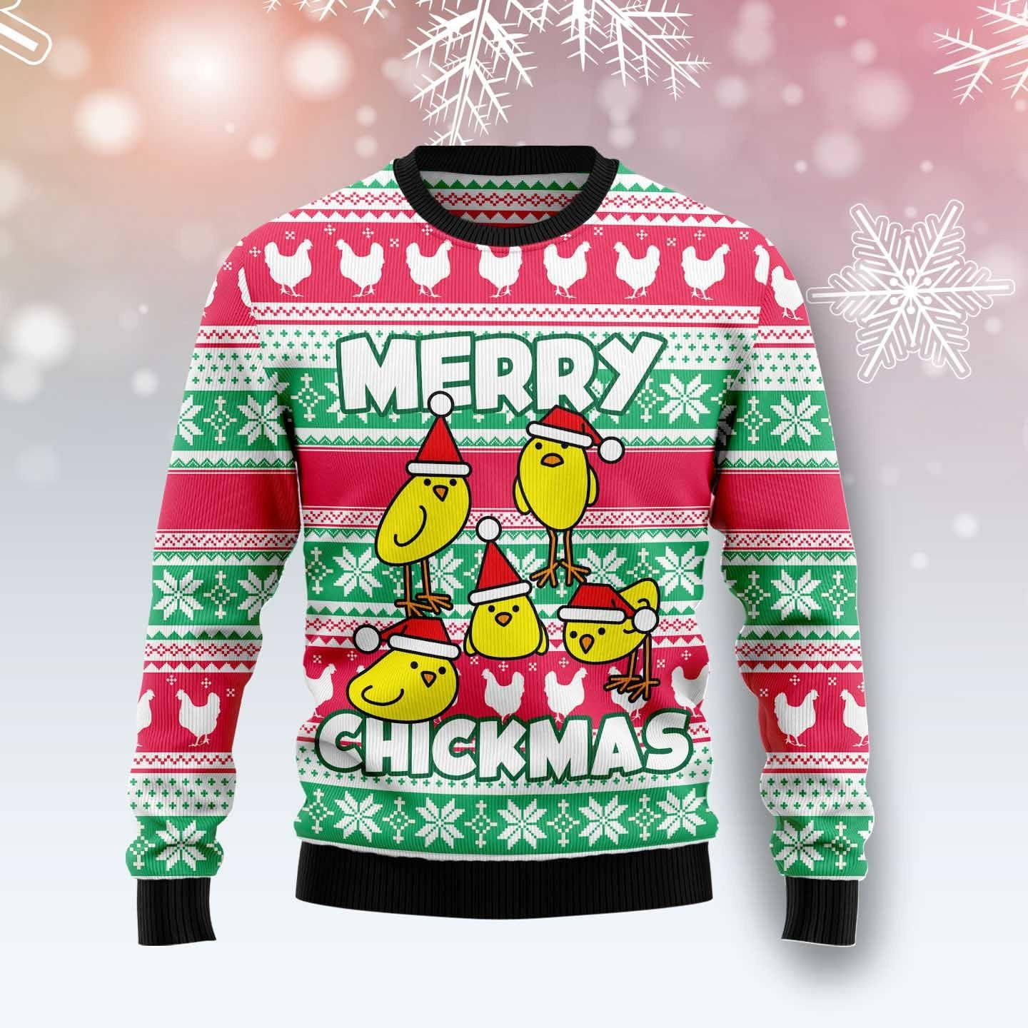 Merry Chickmas Ugly Christmas Sweater Adult 3D Funny Matching for family