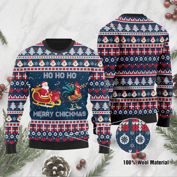 Merry Chickmas Ugly Christmas Sweater Adult 3D Funny Matching for family