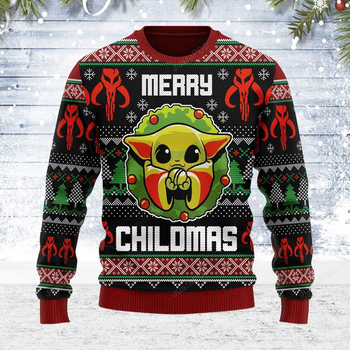 Merry Chilma Yoda Ugly Christmas Sweater Adult 3D Funny Matching for family