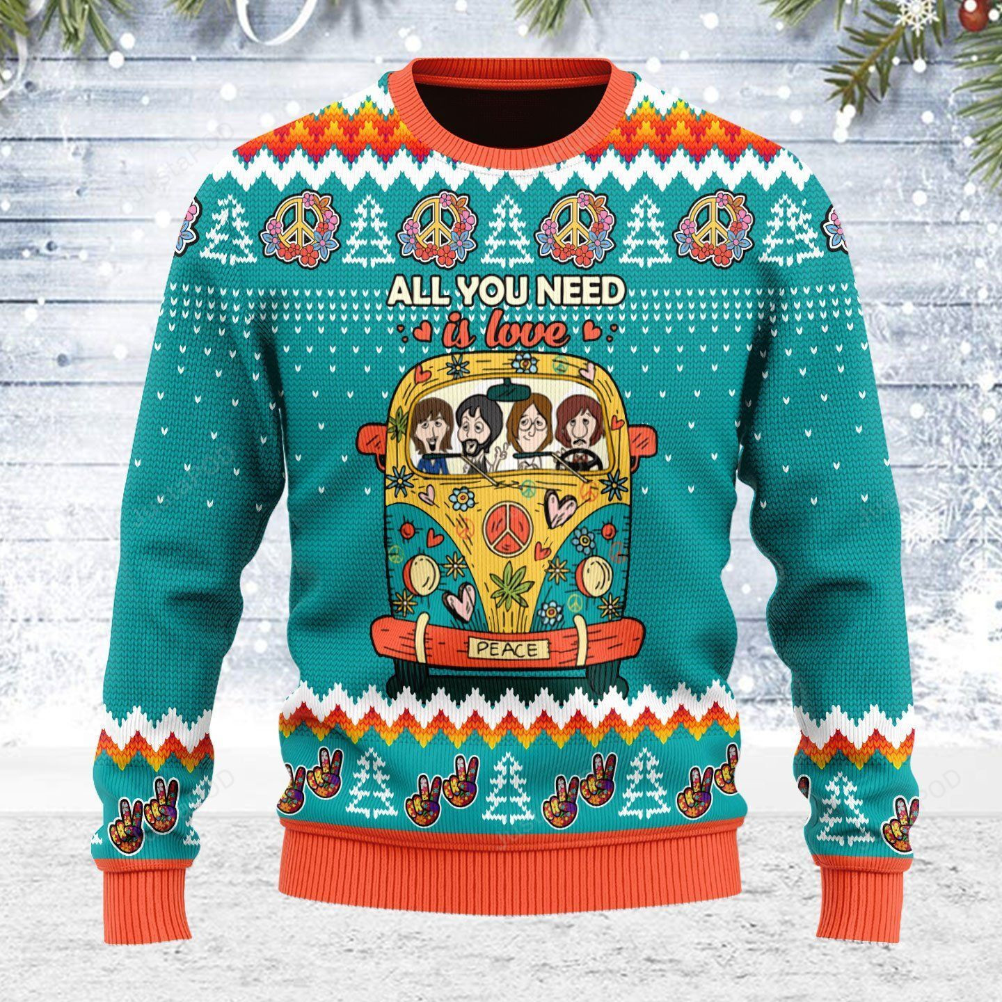 Merry Christmas All You Need Is Love Ugly Christmas Sweater Adult 3D Funny Matching for family