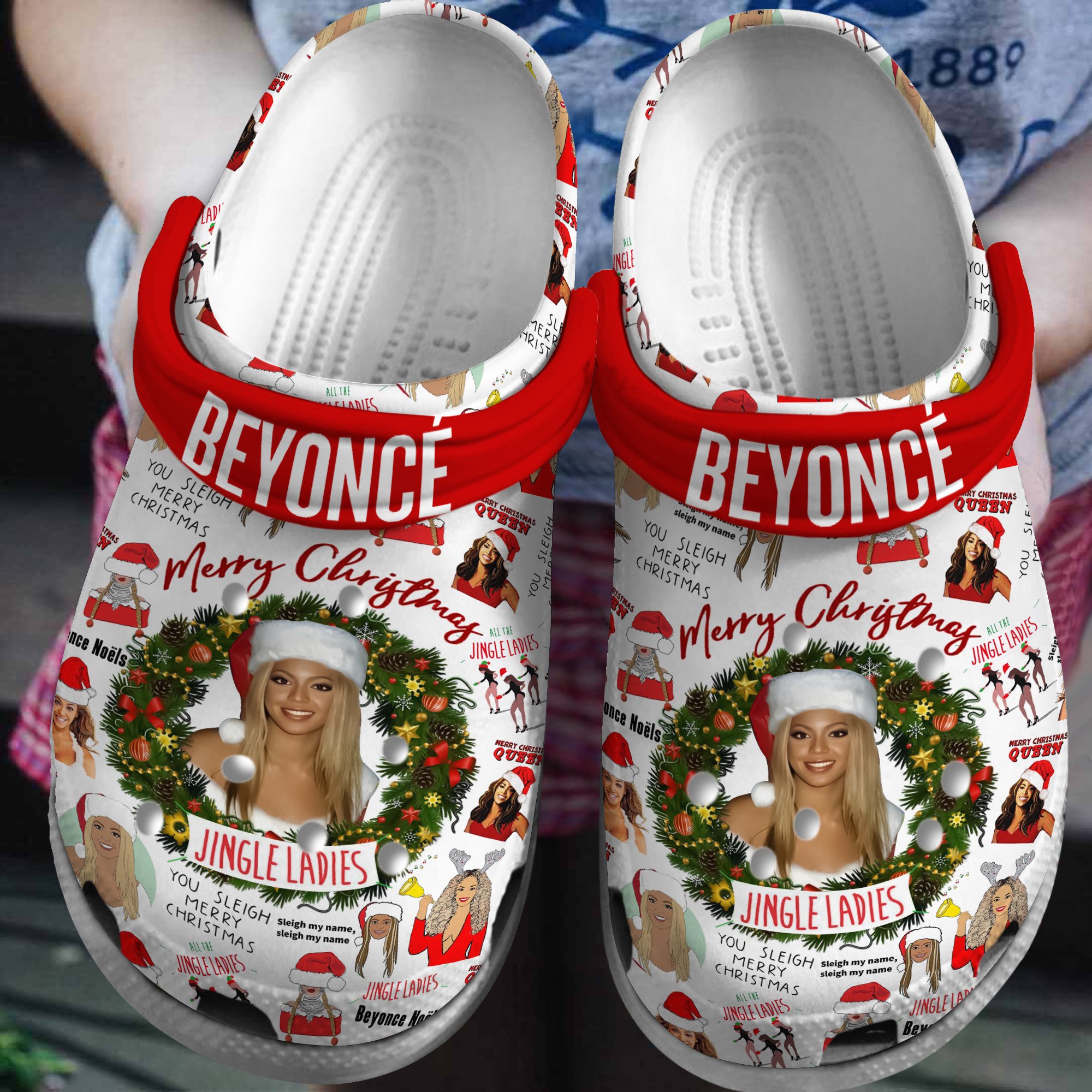 Merry Christmas Beyonce Music Crocs Crocband Clogs Shoes Comfortable For Men Women and Kids