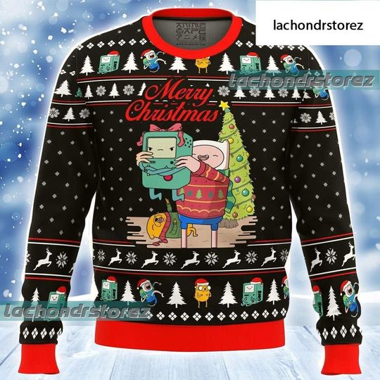 Merry Christmas Bmo Finn Aventure Timeugly Christmas Sweater - Image 3