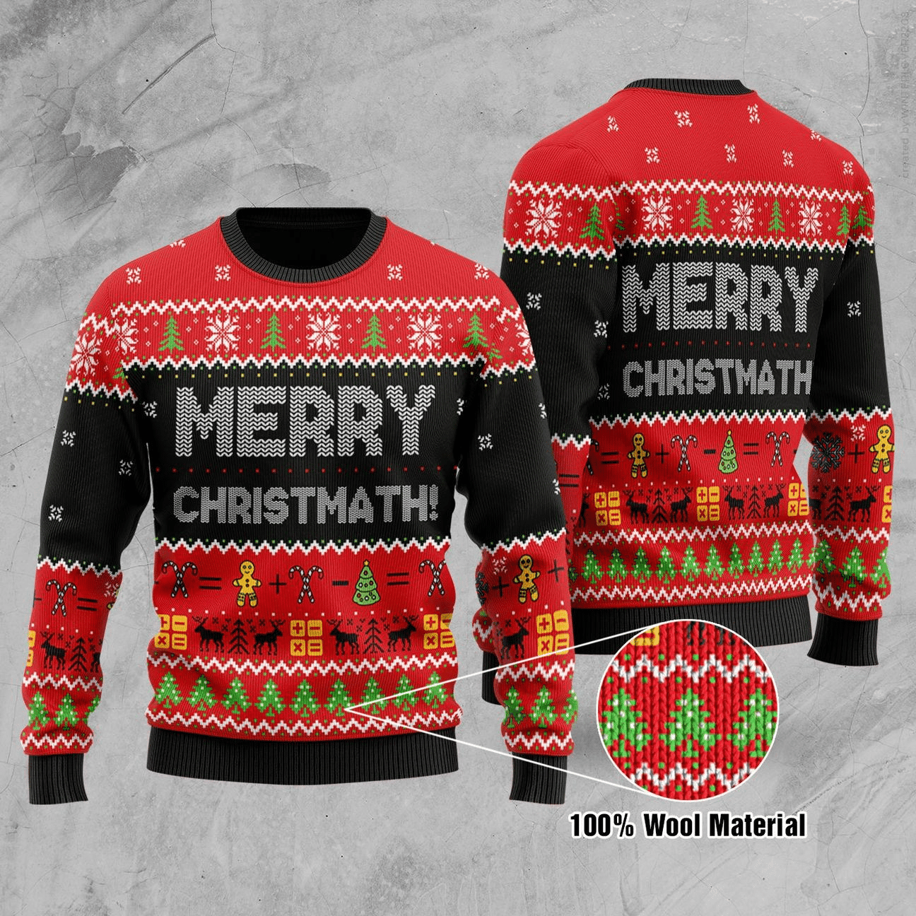 Merry Christmas Christmath Math Ugly Christmas Sweater Adult 3D Funny Matching for family