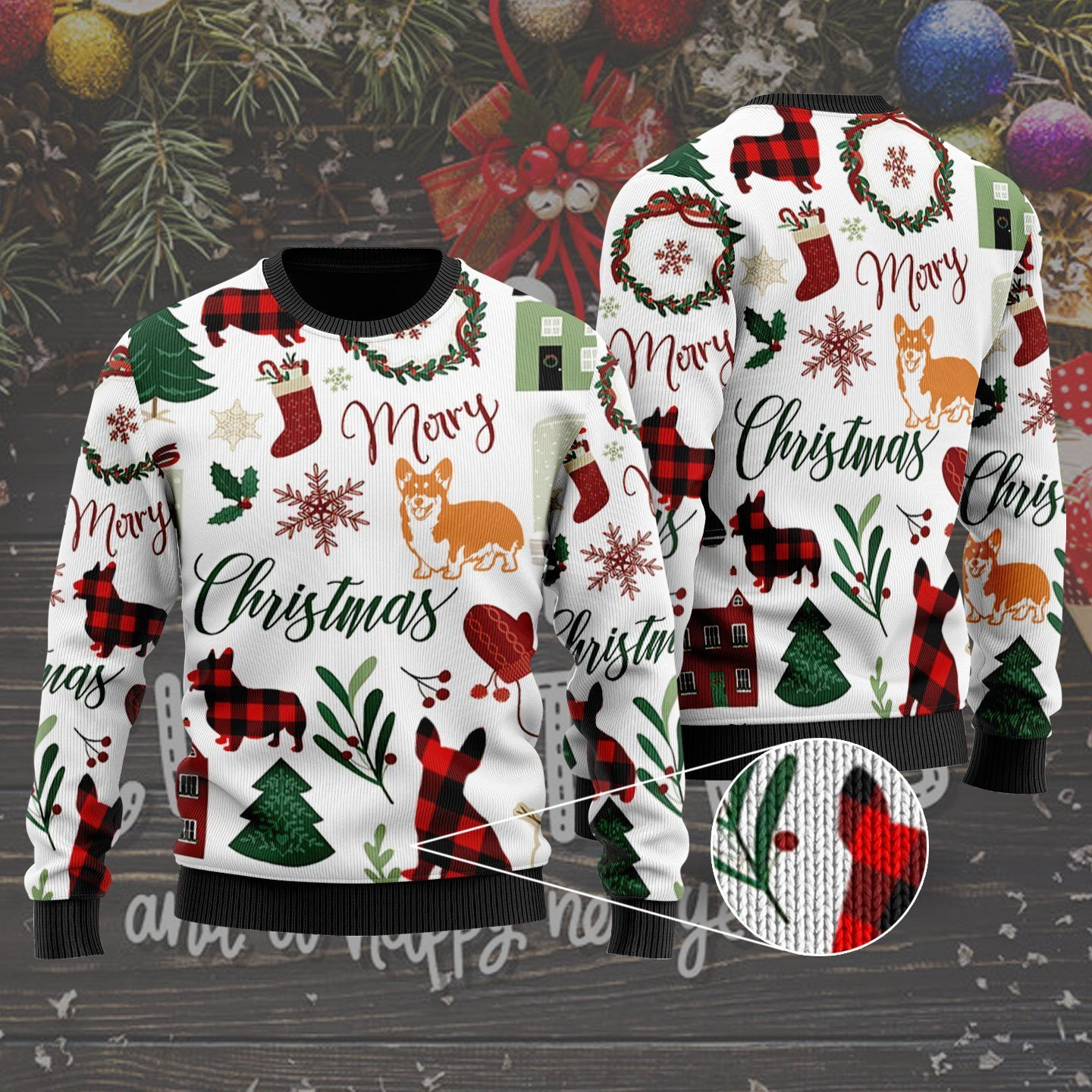 Merry Christmas - Corgi Dog Ugly Christmas Sweater Adult 3D Funny Matching for family