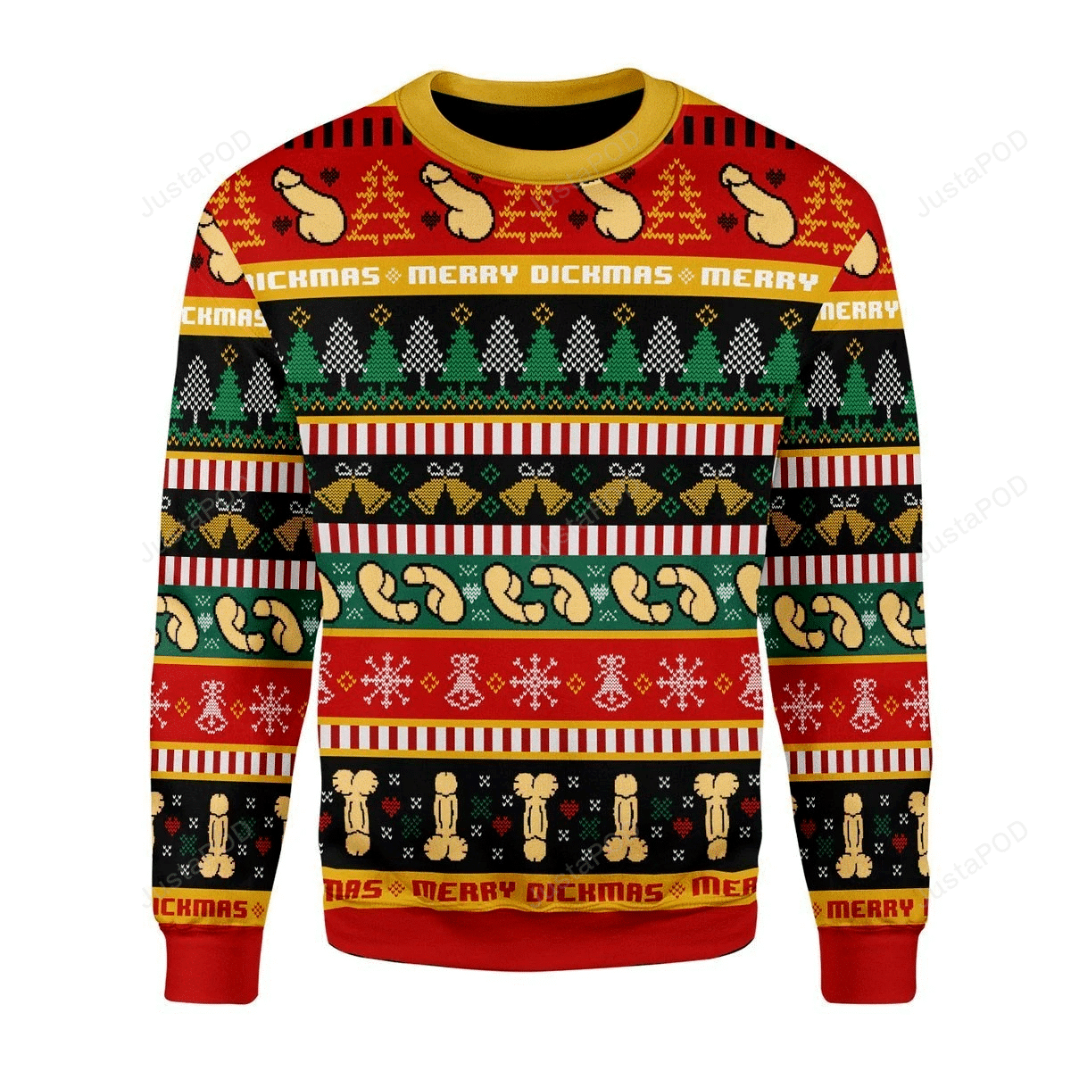 Merry Christmas D*** Bell And Tree Colorful For Unisex Ugly Christmas Sweater Adult 3D Funny Matching for family - Image 2