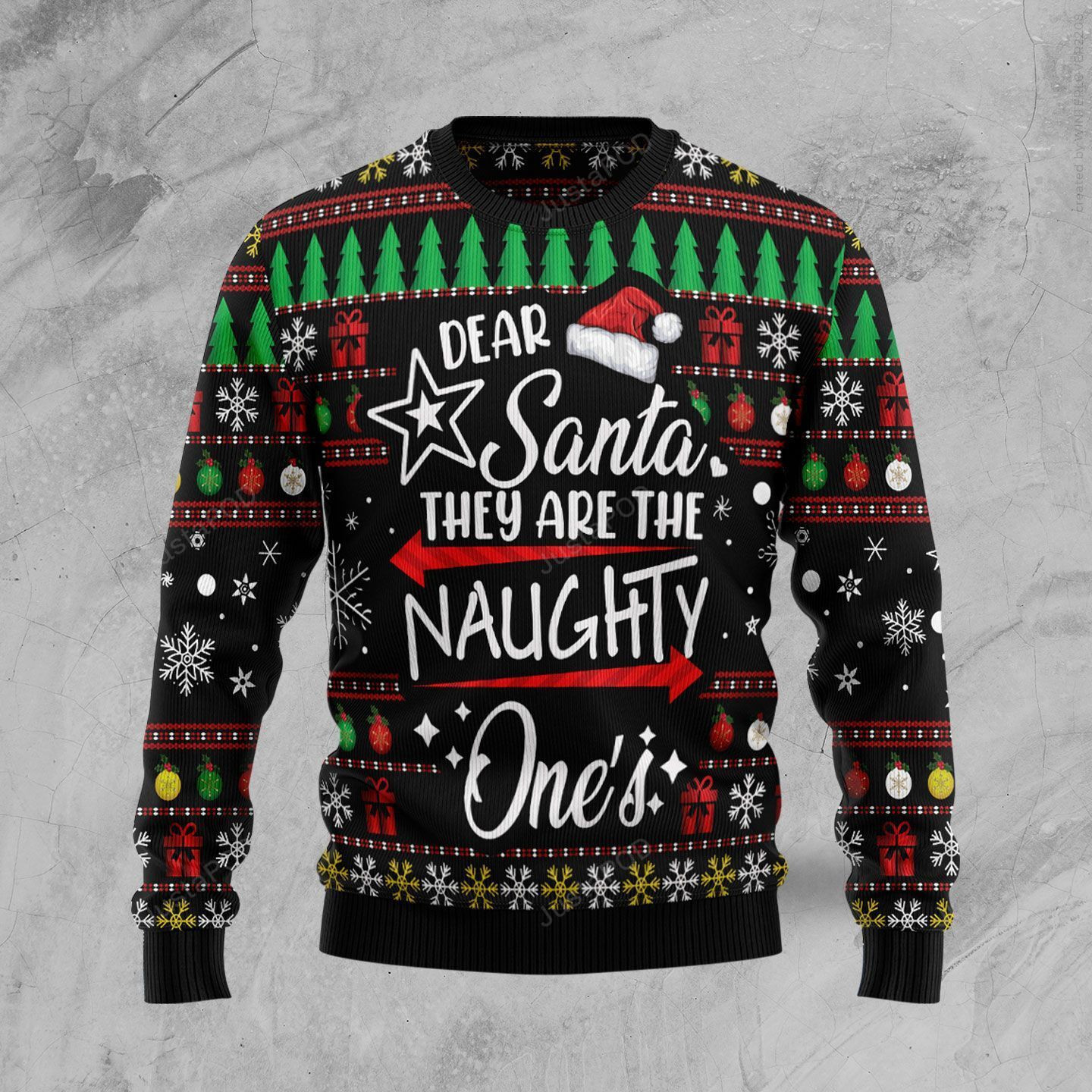 Merry Christmas Dear Santa They Are Naughty One?S Ugly Christmas Sweater Adult 3D Funny Matching for family