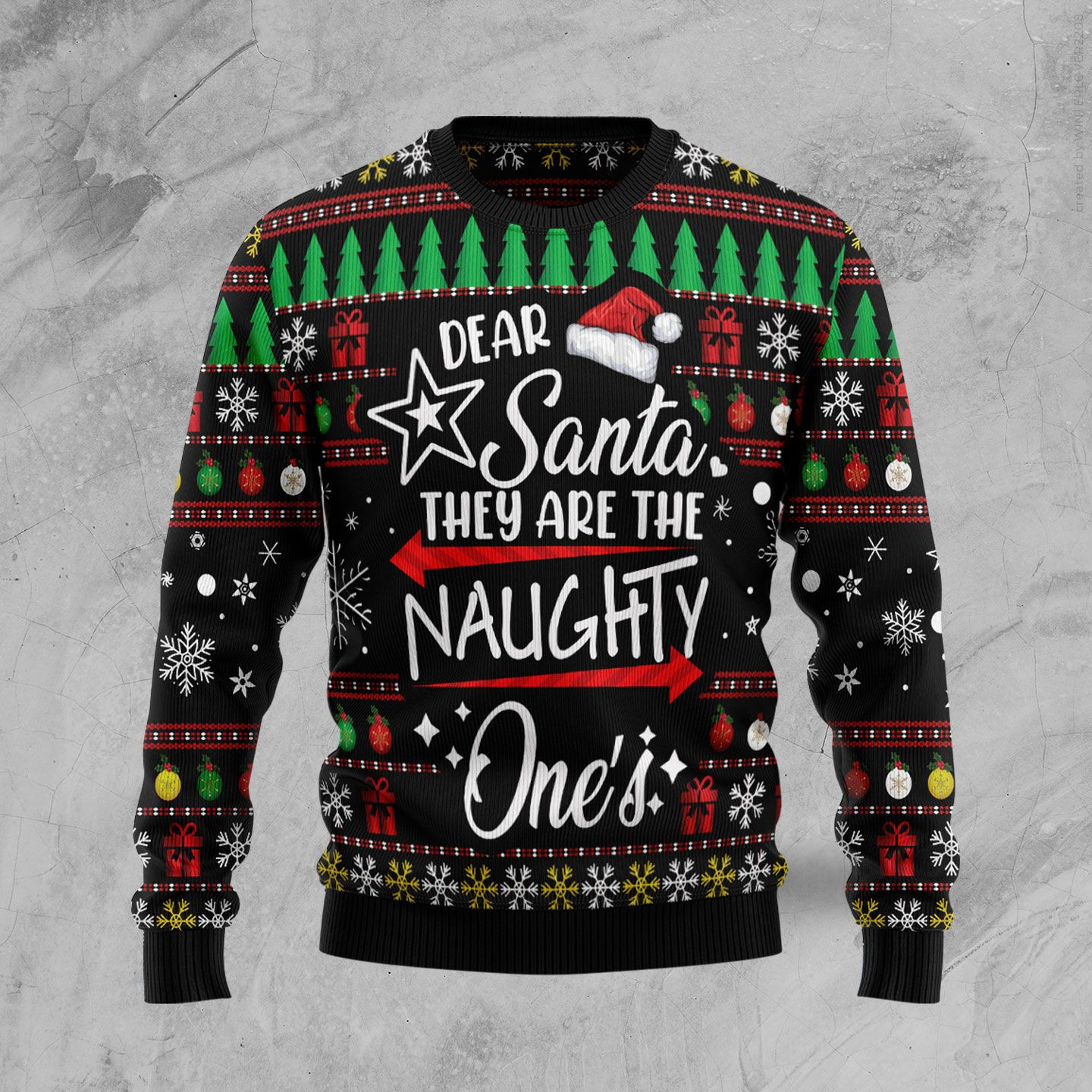Merry Christmas Dear Santa They Are Naughty Ones Ugly Christmas Sweater Adult 3D Funny Matching for family