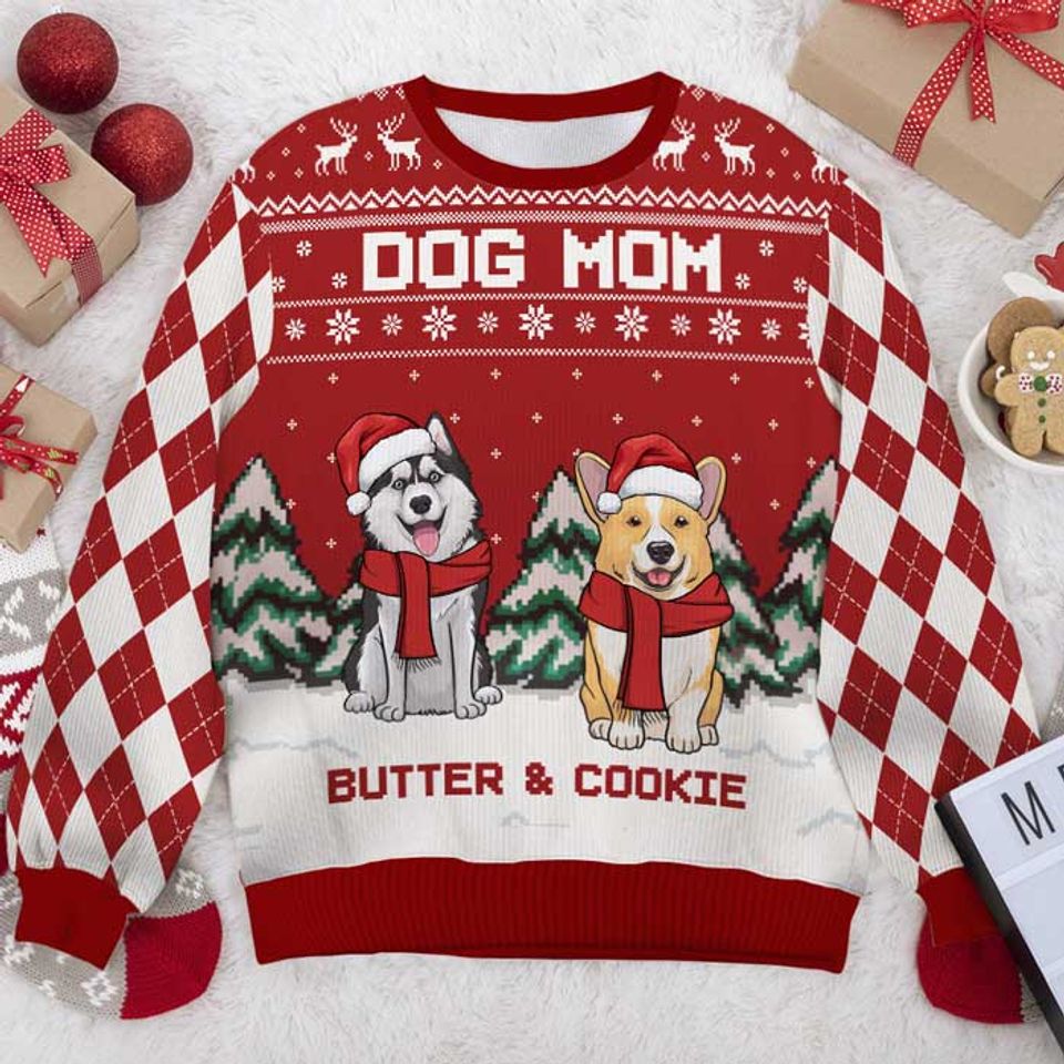 Merry Christmas Dog Dad Dog Mom Personalized Custom Unisex Ugly Christmas Gift Sweatshirt