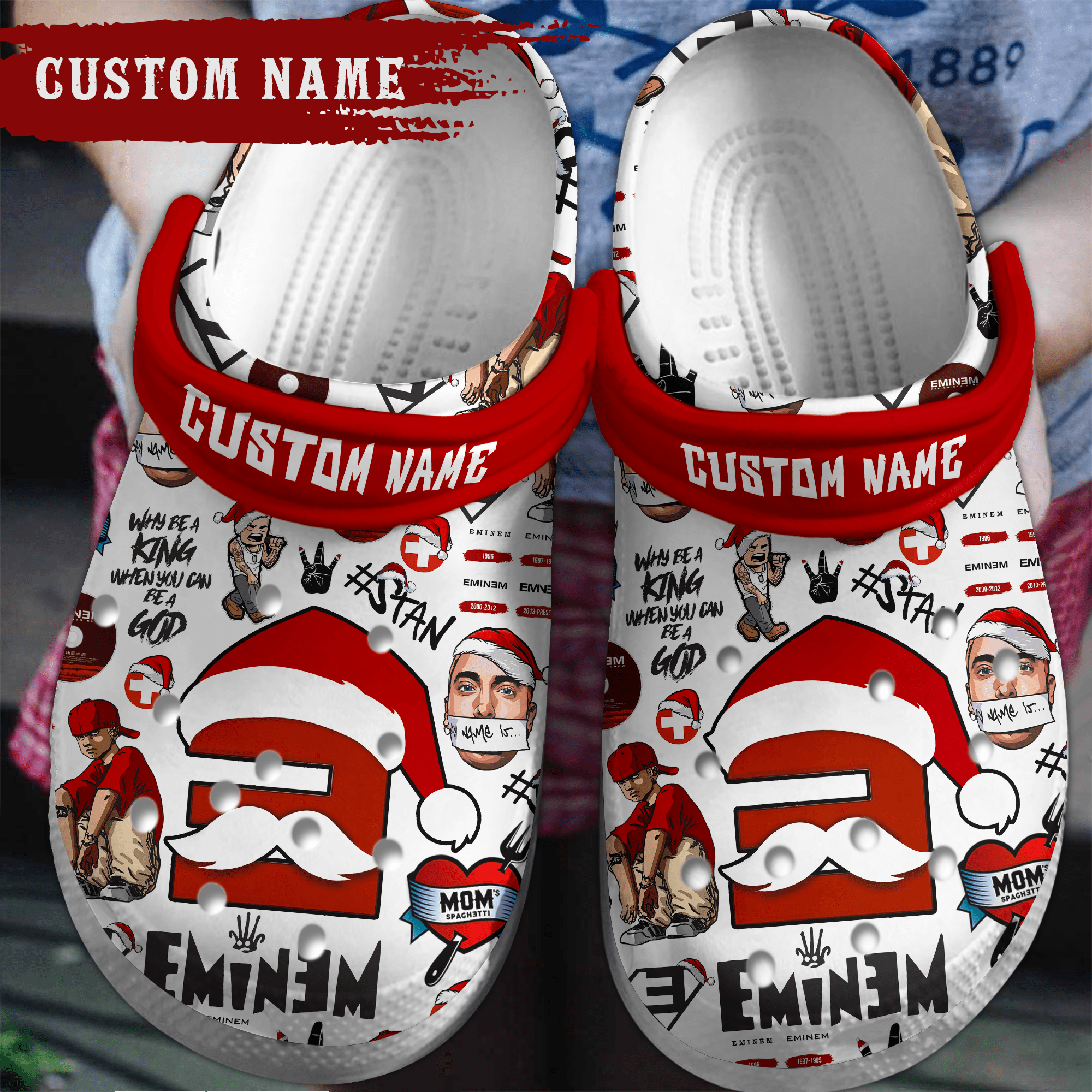 Merry Christmas Eminem Music Crocs Crocband Clogs Shoes Comfortable For Men Women and Kids
