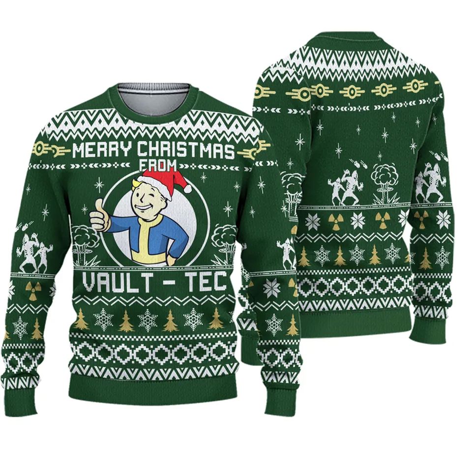Merry Christmas From Vault Tec Falllout Ugly Knitted Christmas 3D Sweater