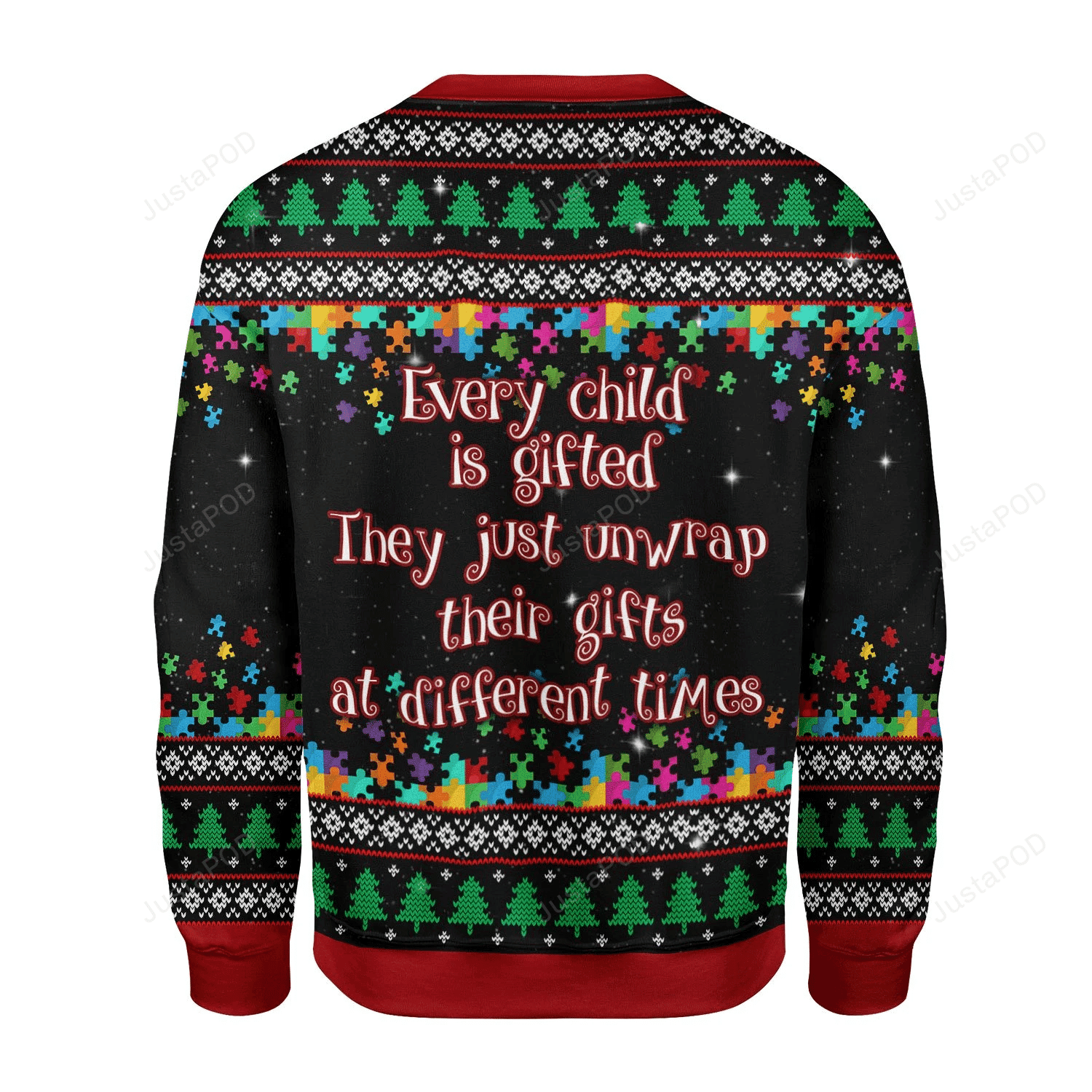 Merry Christmas Gearhomies Autism Christmas Tree Ugly Christmas Sweater Adult 3D Funny Matching for family