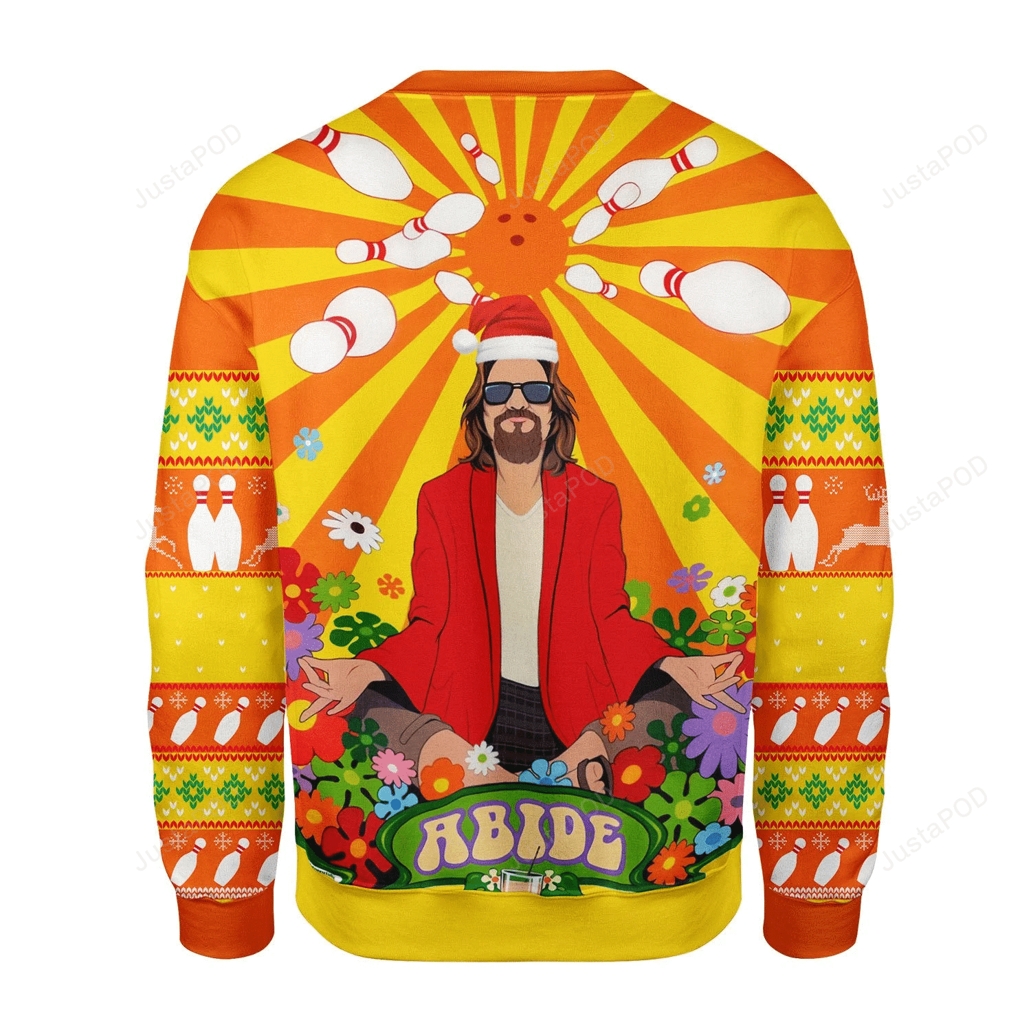 Merry Christmas Gearhomies Big Lebowski Hippie Ugly Christmas Sweater Adult 3D Funny Matching for family