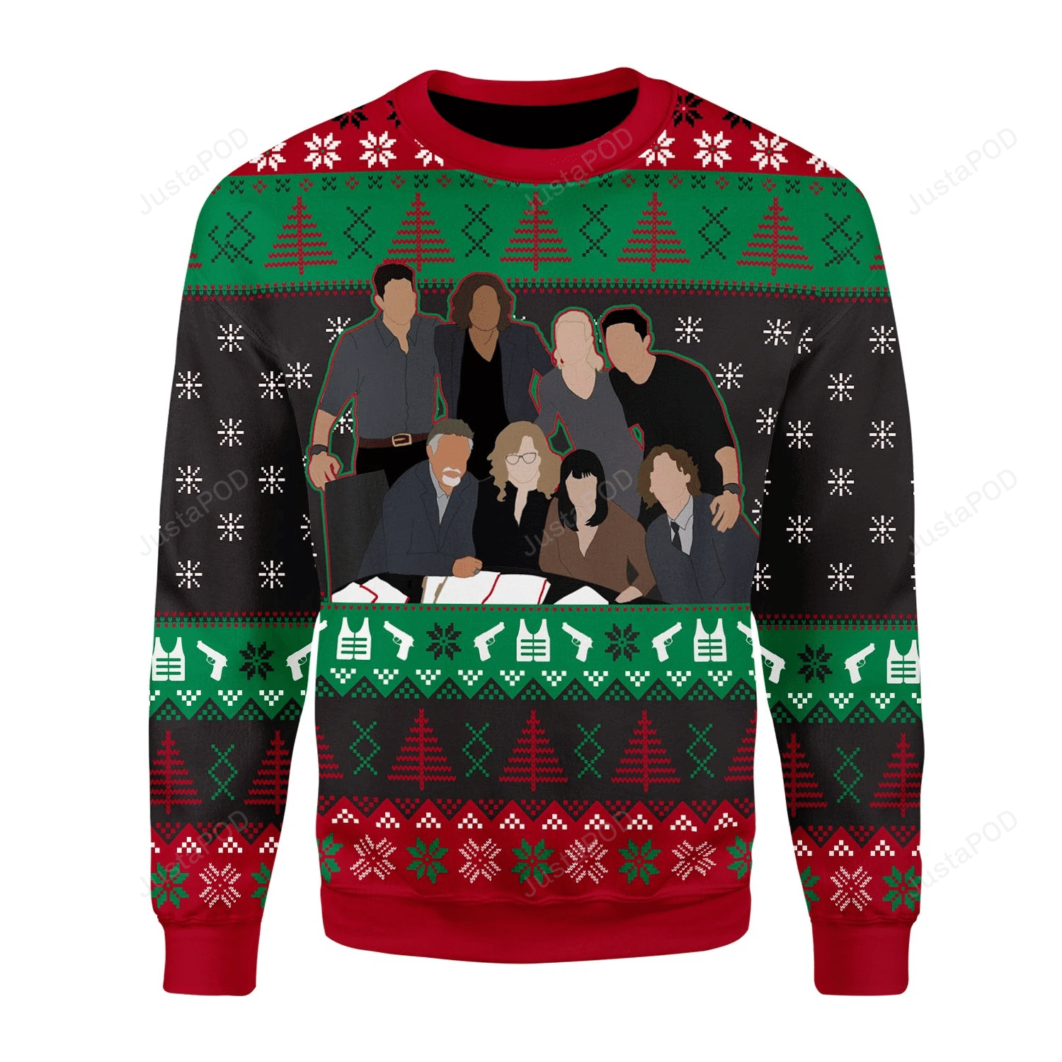 Merry Christmas Gearhomies Criminal Minds Ugly Christmas Sweater Adult 3D Funny Matching for family