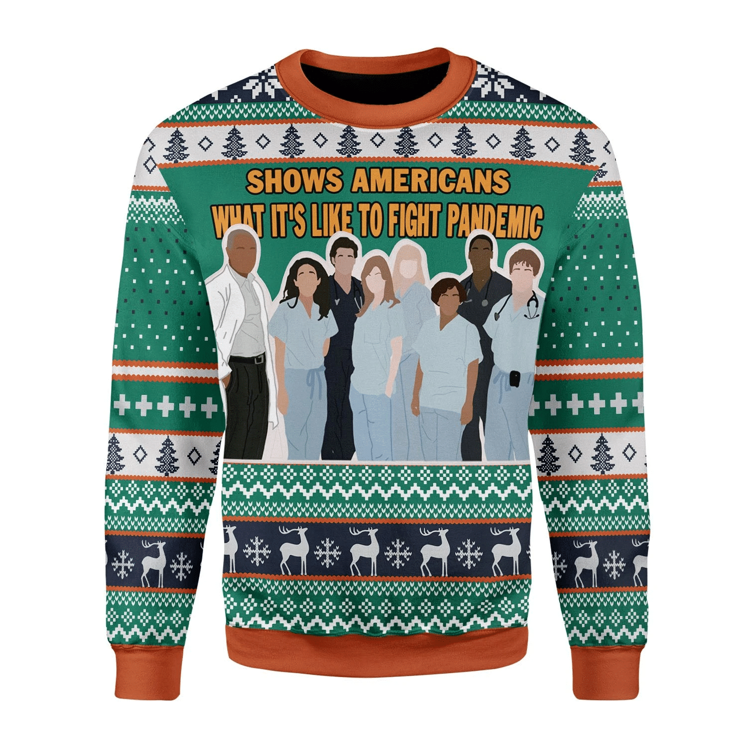 Merry Christmas Gearhomies Greys Anatomy Ugly Christmas Sweater Adult 3D Funny Matching for family - Image 2