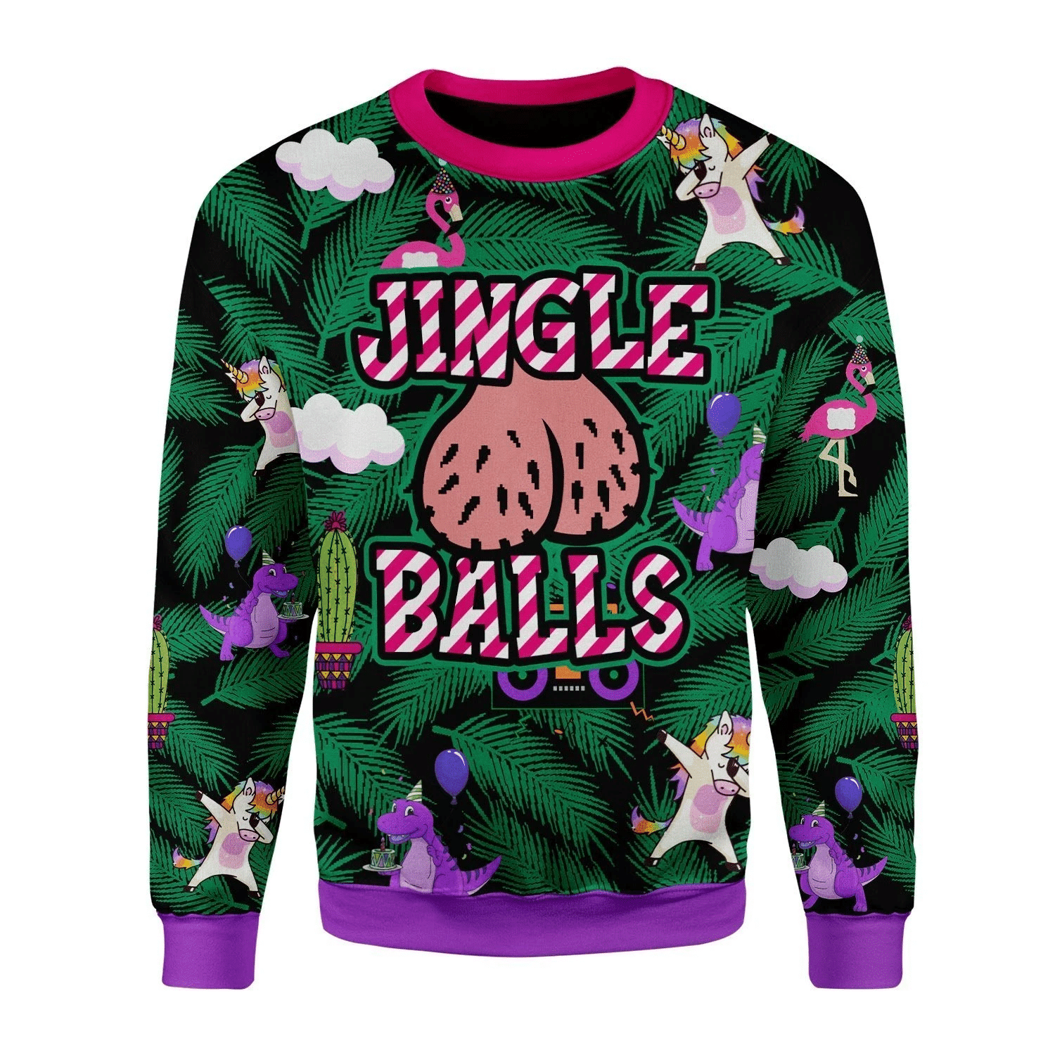 Merry Christmas Gearhomies Jingle Balls Ugly Ugly Christmas Sweater Adult 3D Funny Matching for family - Image 2