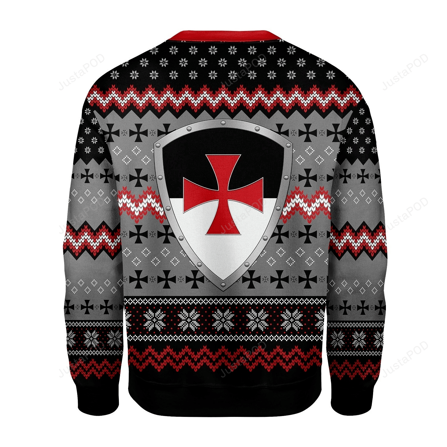 Merry Christmas Gearhomies Knigh Templar Ugly Christmas Sweater Adult 3D Funny Matching for family
